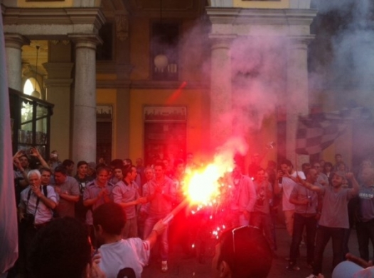 Grigi in Paradiso! Alessandria in Lega Pro Unica. La festa in piazza Marconi [VIDEO E FOTO]