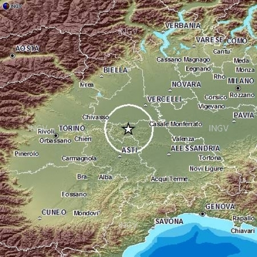Scossa di terremoto nel Monferrato