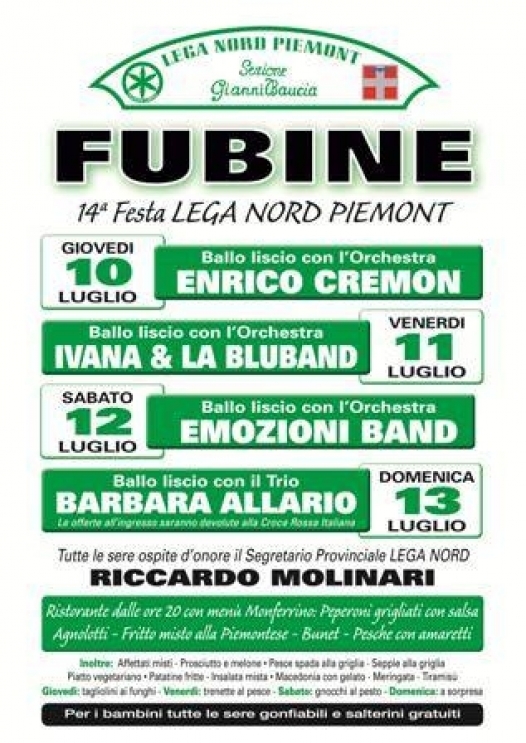 Al via la 14° festa della Lega Nord a Fubine