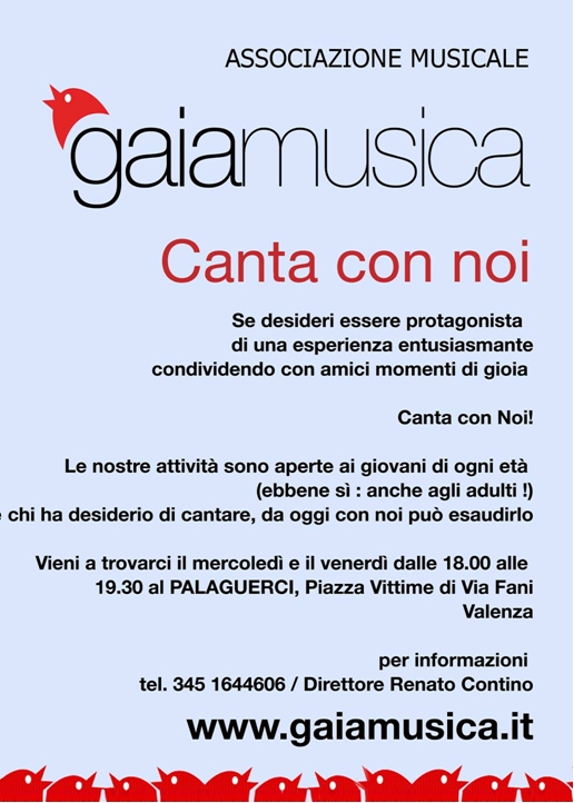 Aperte le iscrizioni al coro Gaiamusica