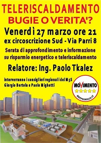 I 5 stelle contro il teleriscaldamento: incontro questa sera ad Alessandria
