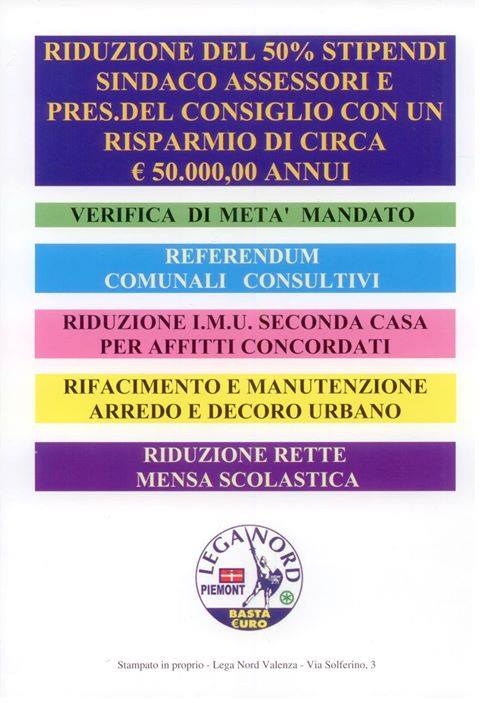 Il programma short della Lega Nord di Valenza