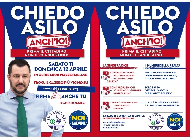 “Basta privilegi ai clandestini”: la Lega Nord “chiede asilo” allo Stato