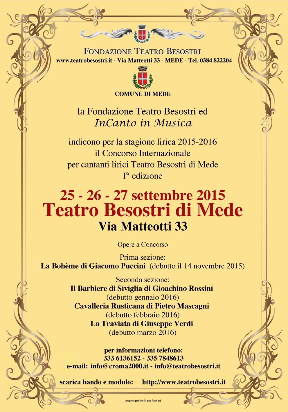 Nasce il cantiere lirico del Teatro Besostri di Mede. Indetto il concorso