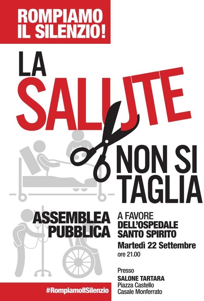 Questa sera a Casale incontro pubblico sulla sanità