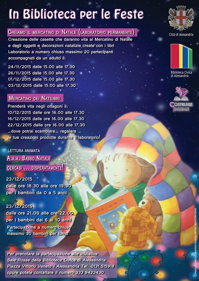 Per Natale tanti appuntamenti in Biblioteca ad Alessandria