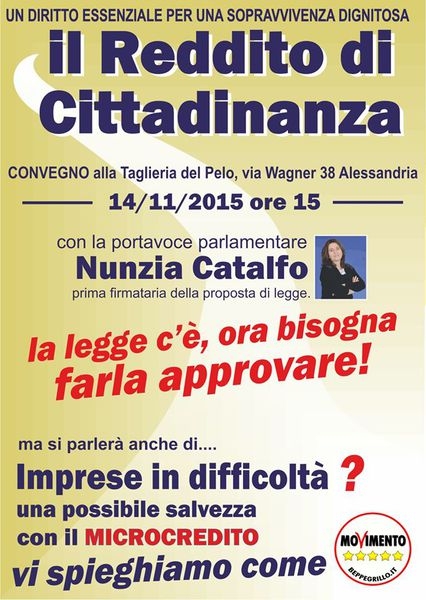 La Senatrice del M5S Nunzia Catalfo ad Alessandria per discutere di reddito di cittadinanza e microcredito alle Pmi