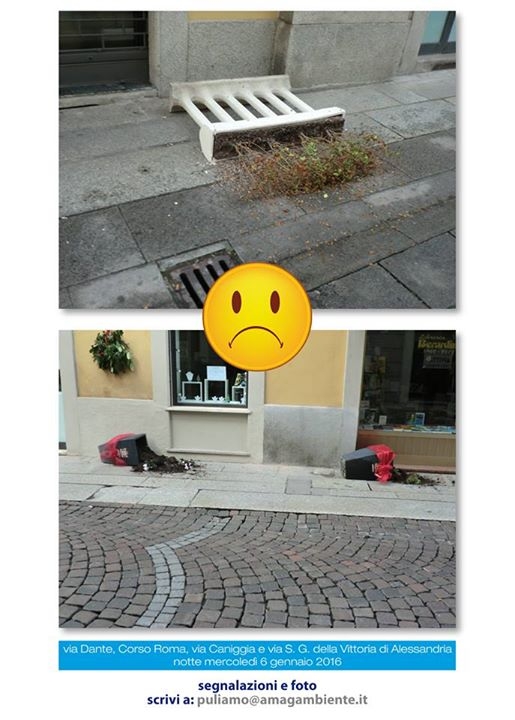 Atti vandalici ad Alessandria: buttate a terra le fioriere del centro