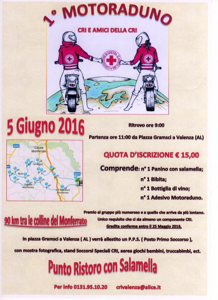 Domenica primo motoraduno Croce Rossa a Valenza