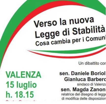 Cambia la legge di stabilità: il Partito Democratico ne discute venerdì a Valenza