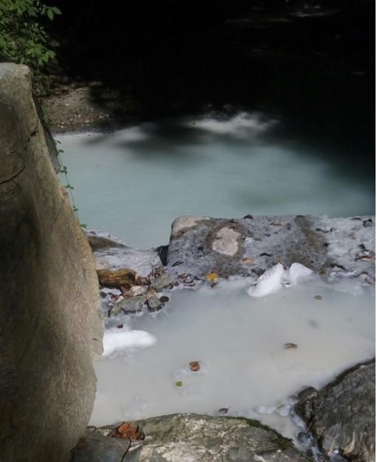 Sversamento di sostanze colora di bianco l’acqua del Rio Traversa a Fraconalto