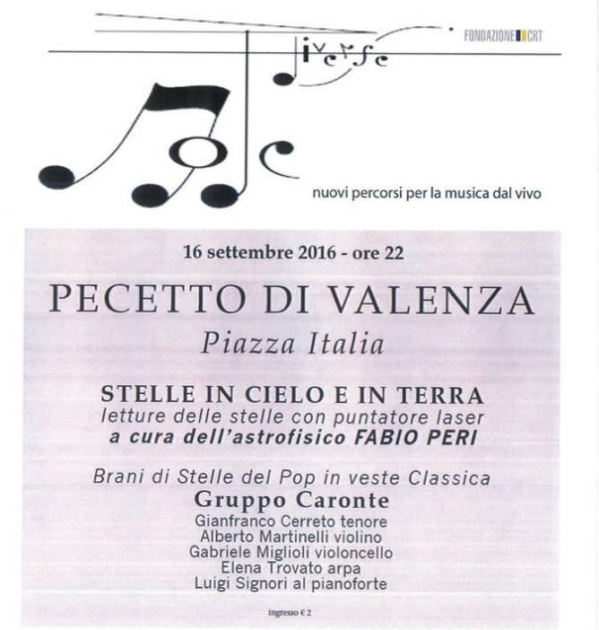 “Stelle in cielo e in terra” a Pecetto di Valenza