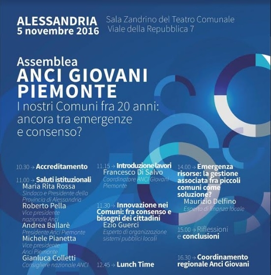 Sabato l’assemblea di Anci Giovani Piemonte ad Alessandria