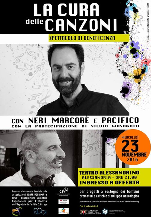 Neri Marcorè e Pacifico ad Alessandria per l’Avoi