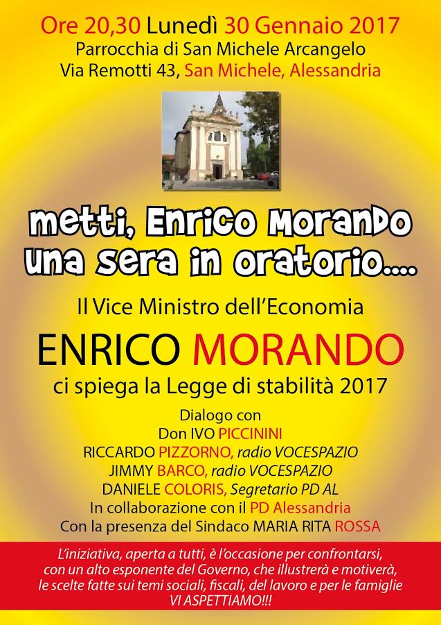 Enrico Morando ad Alessandria per parlare della legge di stabilità