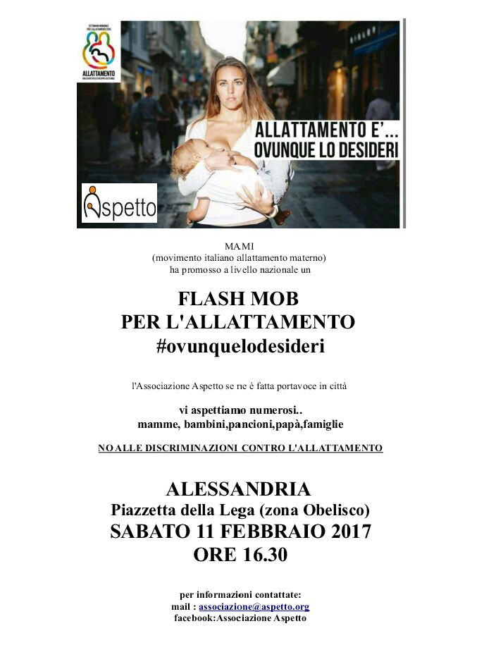 Flash mob in piazzetta della Lega ad Alessandria per non discriminare l’allattamento materno