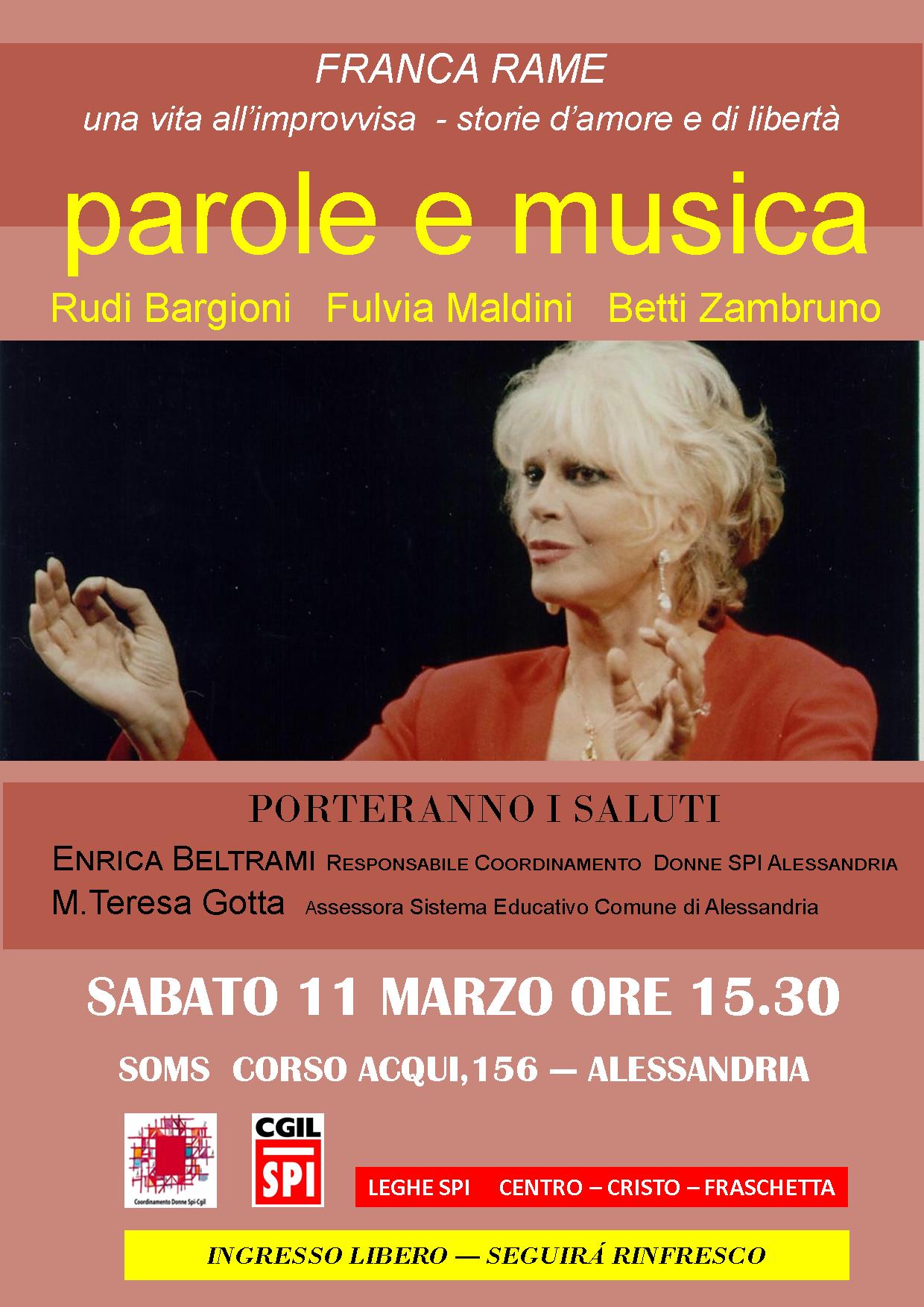 Un pomeriggio tra musica e parole dedicato a Franca Rame