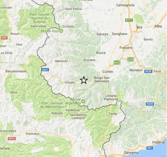 Scossa di terremoto di magnitudo 3.3 nel cuneese