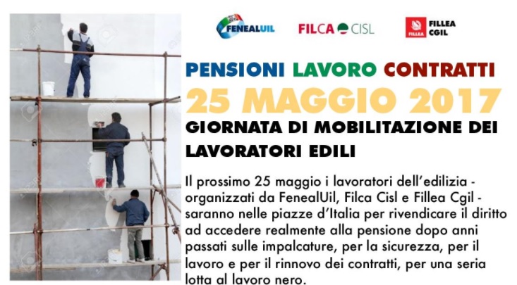 Il 25 maggio sciopero generale dei lavoratori edili