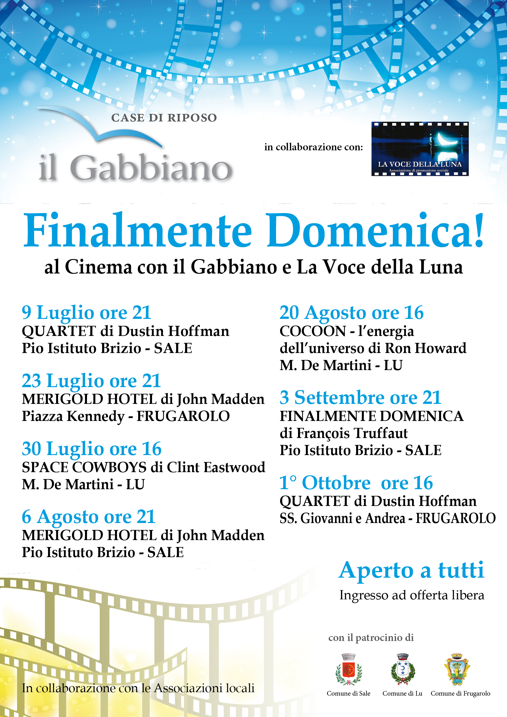 “Finalmente Domenica!”, la rassegna cinematografica per anziani e non