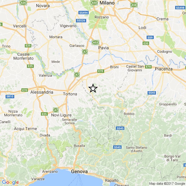 Lieve scossa a pochi chilometri dal tortonese