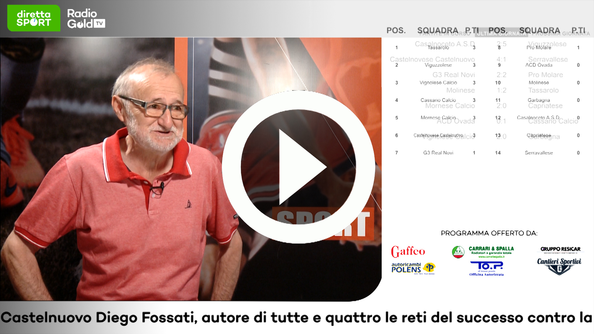 2a Categoria: su Radio Gold Tv Piero Spalla, dirigente della Capriatese