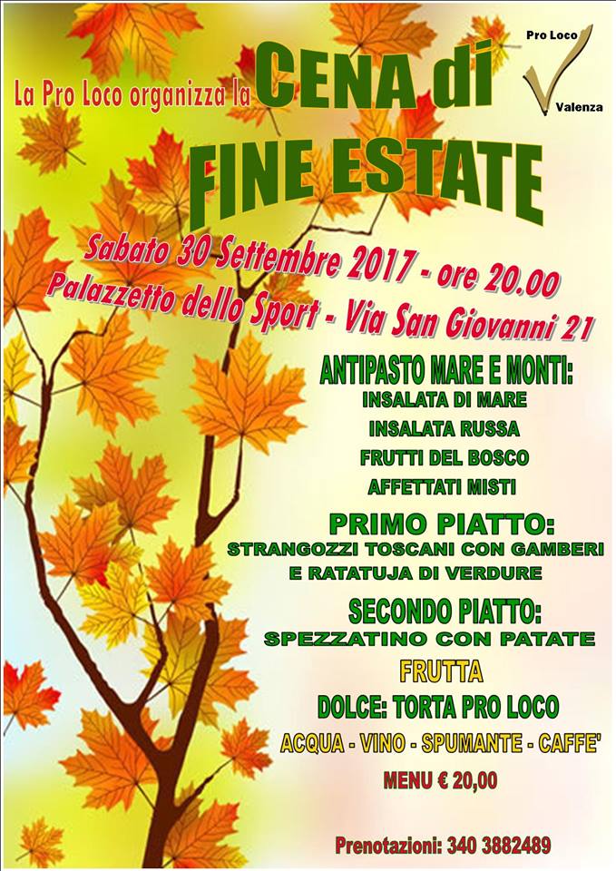 Cena di fine estate con la pro loco di Valenza