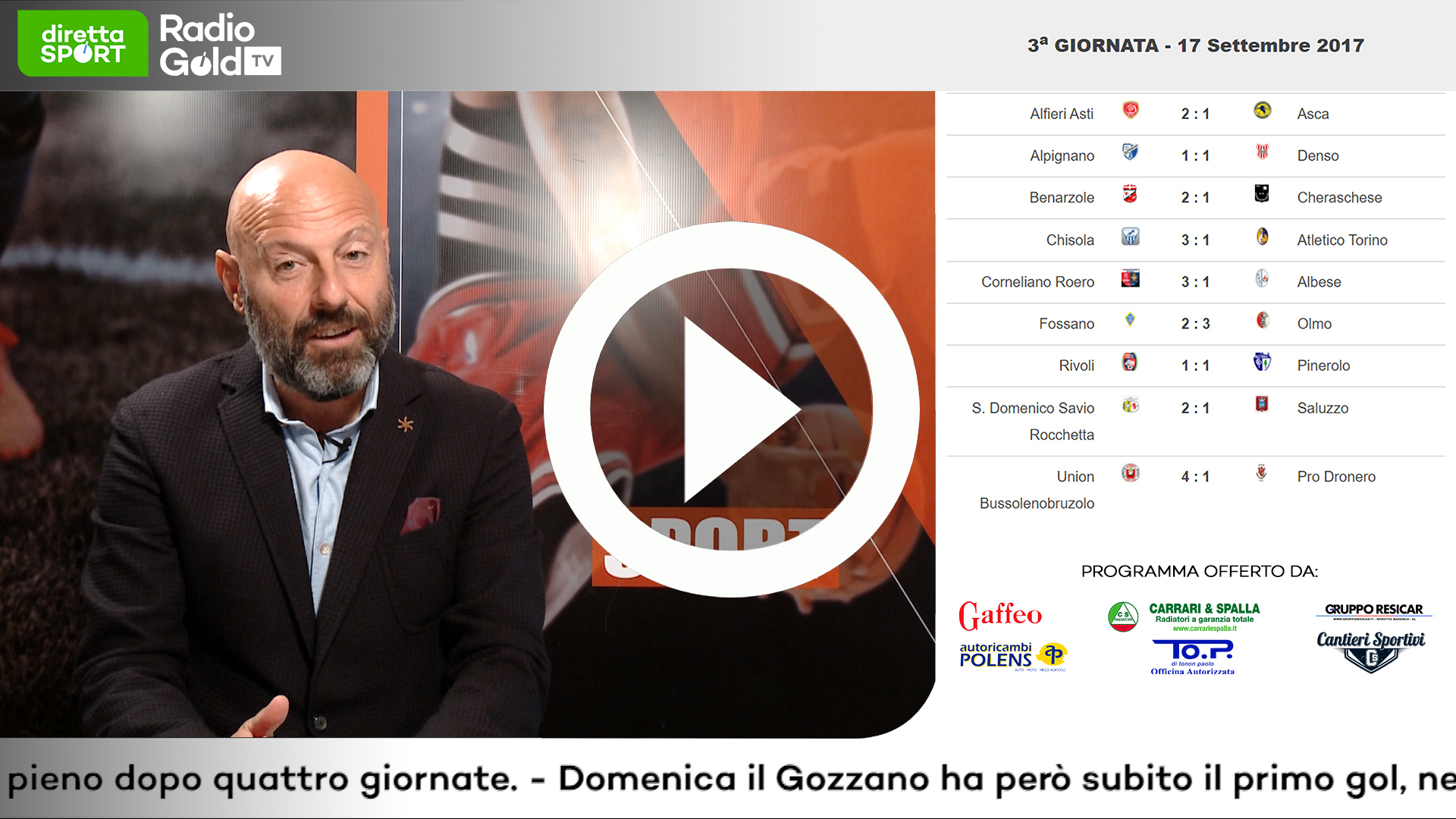 Serie D e Eccellenza: su Radio Gold Tv mister Fabio Nobili