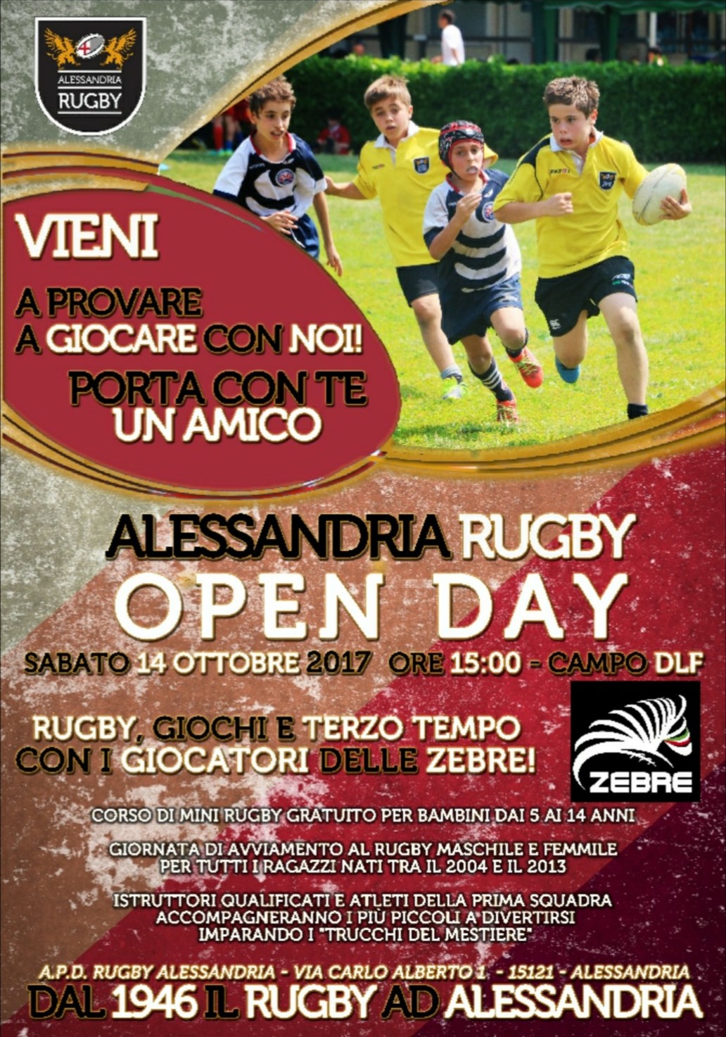 Alessandria Rugby: open day insieme alle Zebre