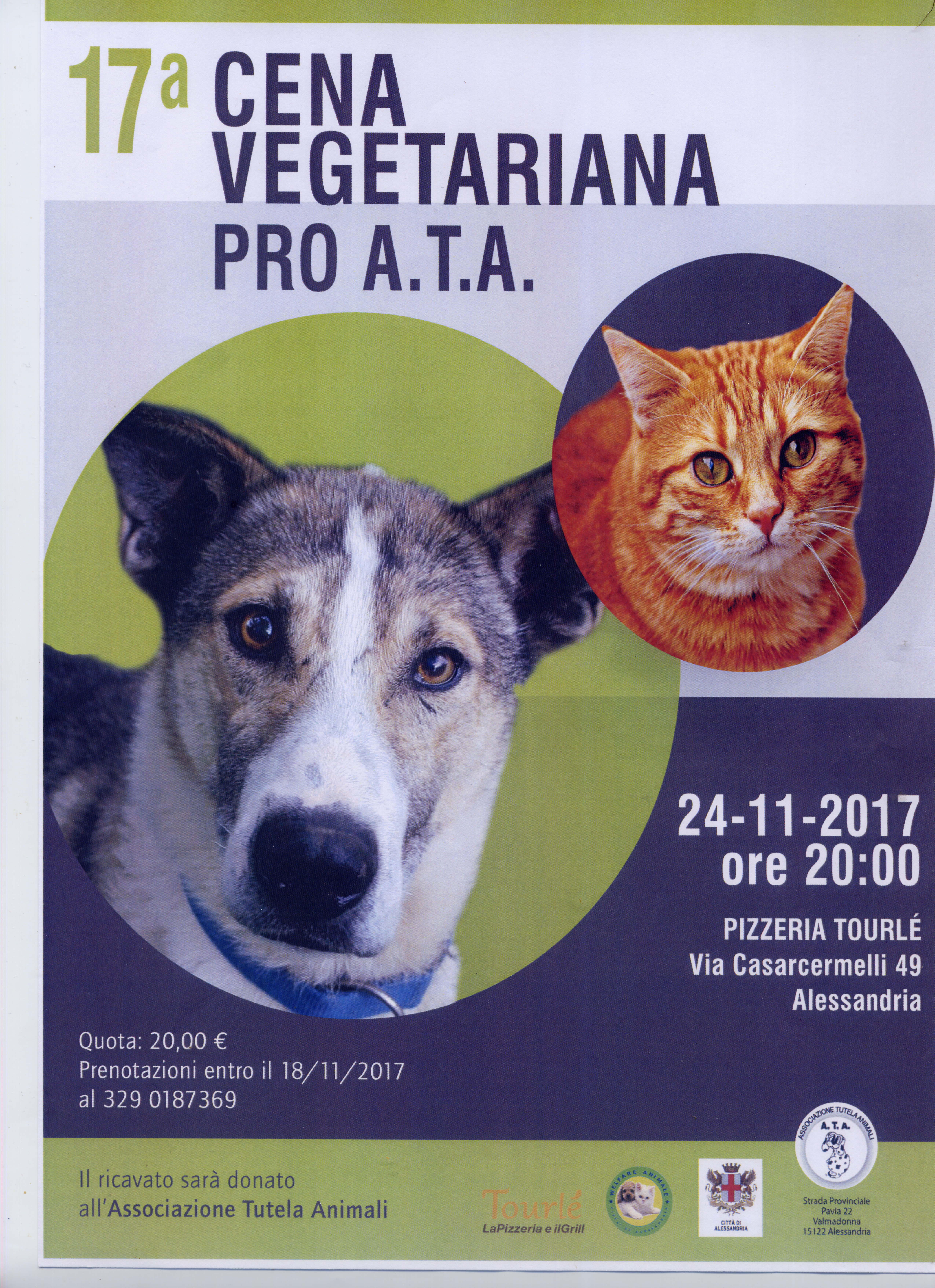 Cena benefica per l’Associazione Tutela Animali