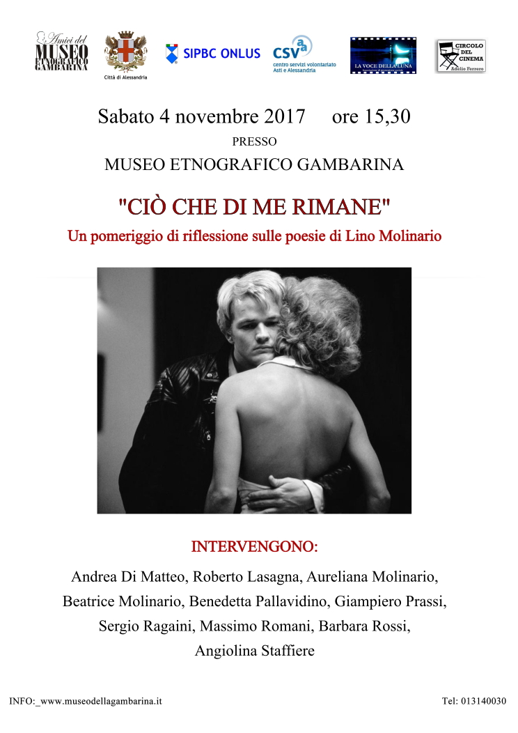 “Ciò che di me rimane”,  in ricordo del poeta Lino Molinario