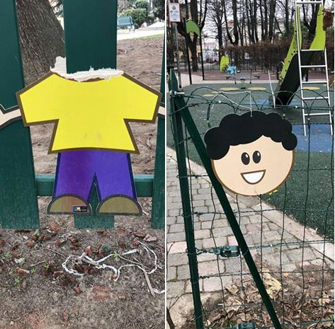 Vandali ai giardini di viale Oliva a Valenza
