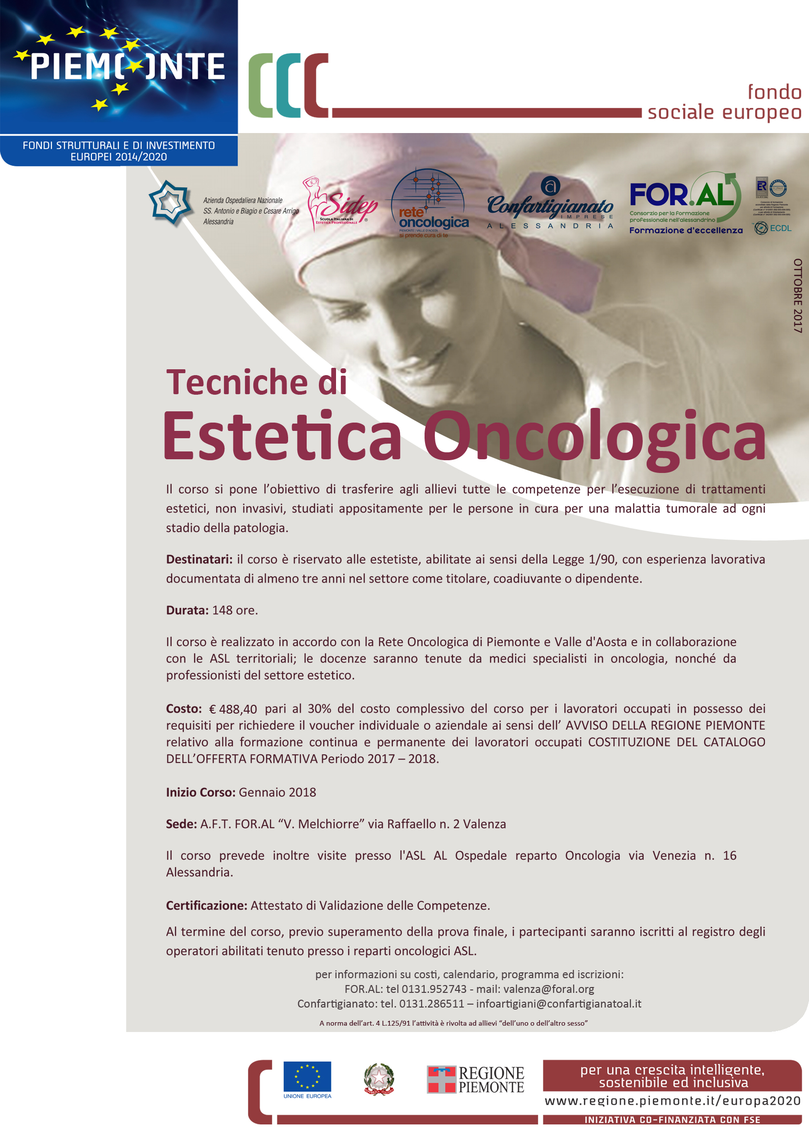 Al via a Valenza il corso di estetica oncologica