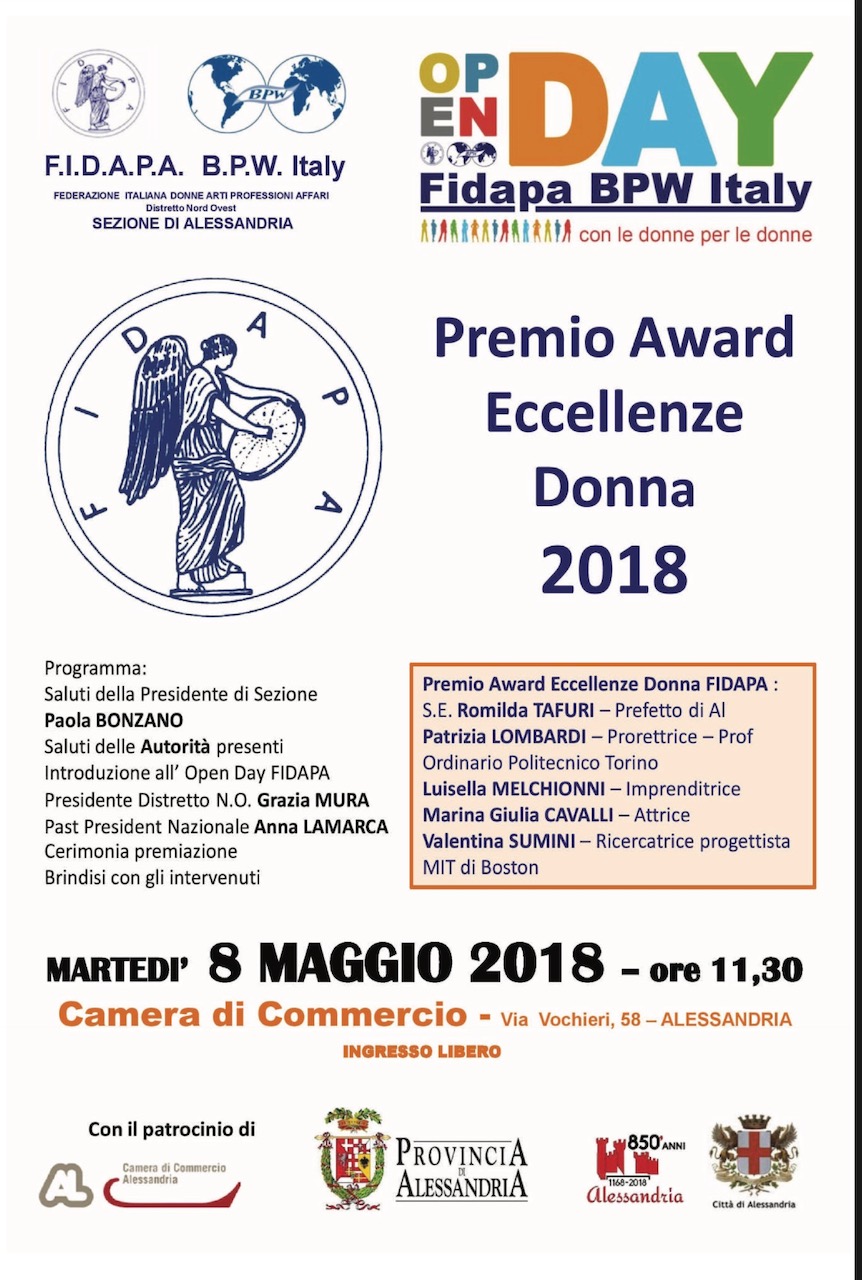 Ad Alessandria la cerimonia del premio Award eccellenza donna Fidapa