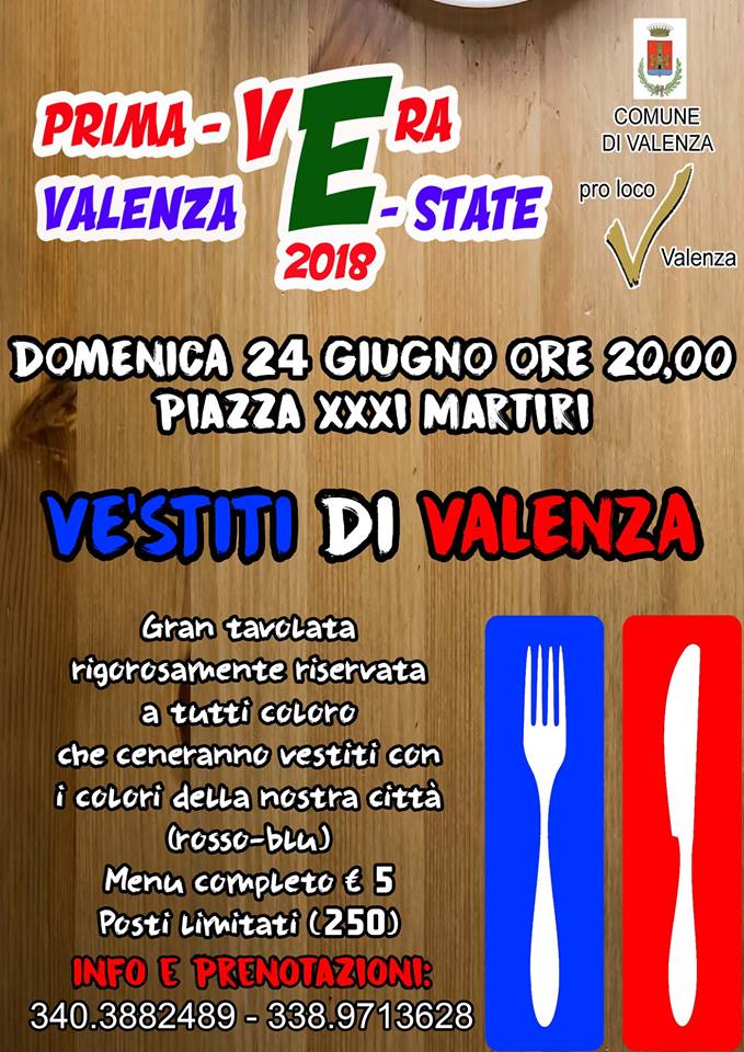 Una domenica sera a tavola vestiti di rosso e blu per Valenza