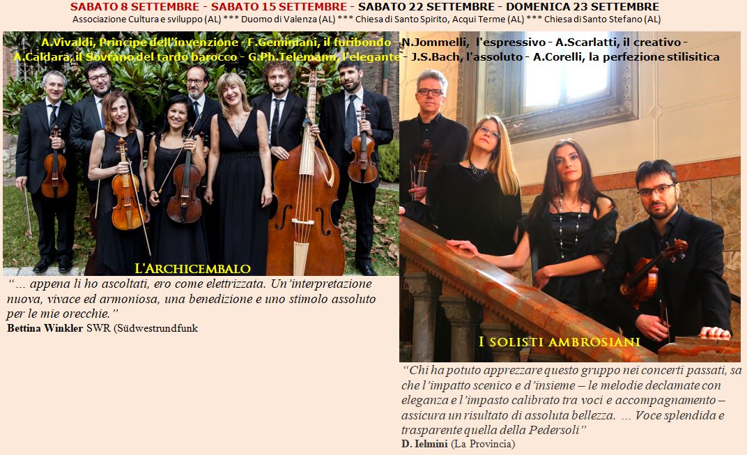 Un grande settembre di musica con “Alessandria Barocca e non solo…”