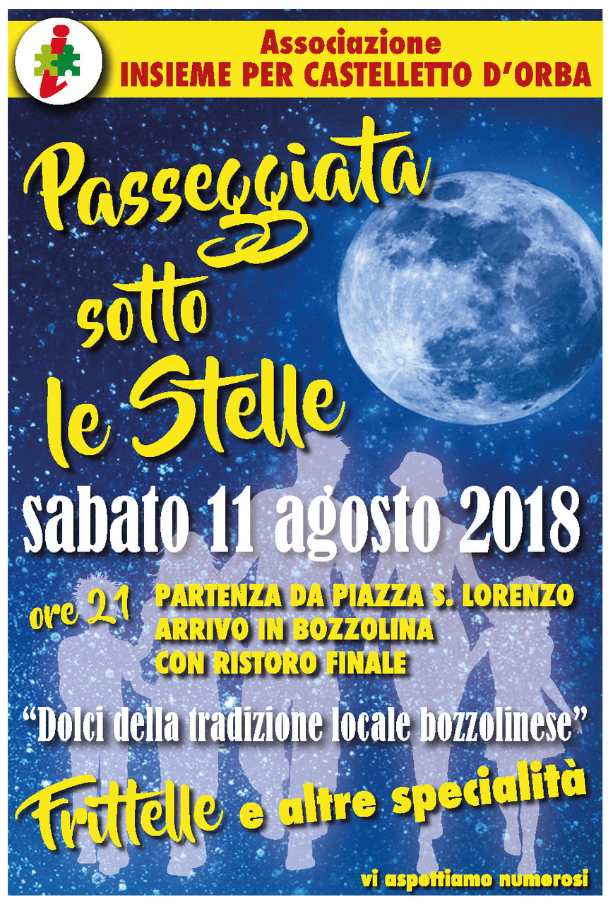 A Castelletto d’Orba è tempo di una “Passeggiata sotto le stelle”