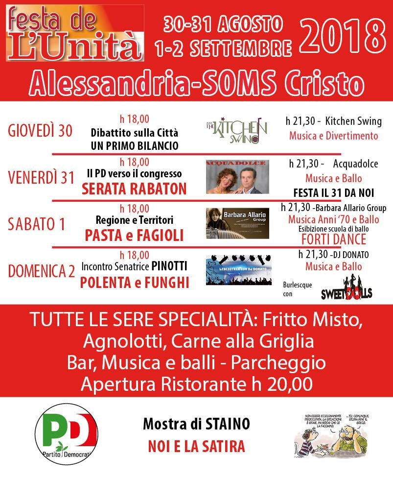 Al via la Festa dell’Unità di Alessandria