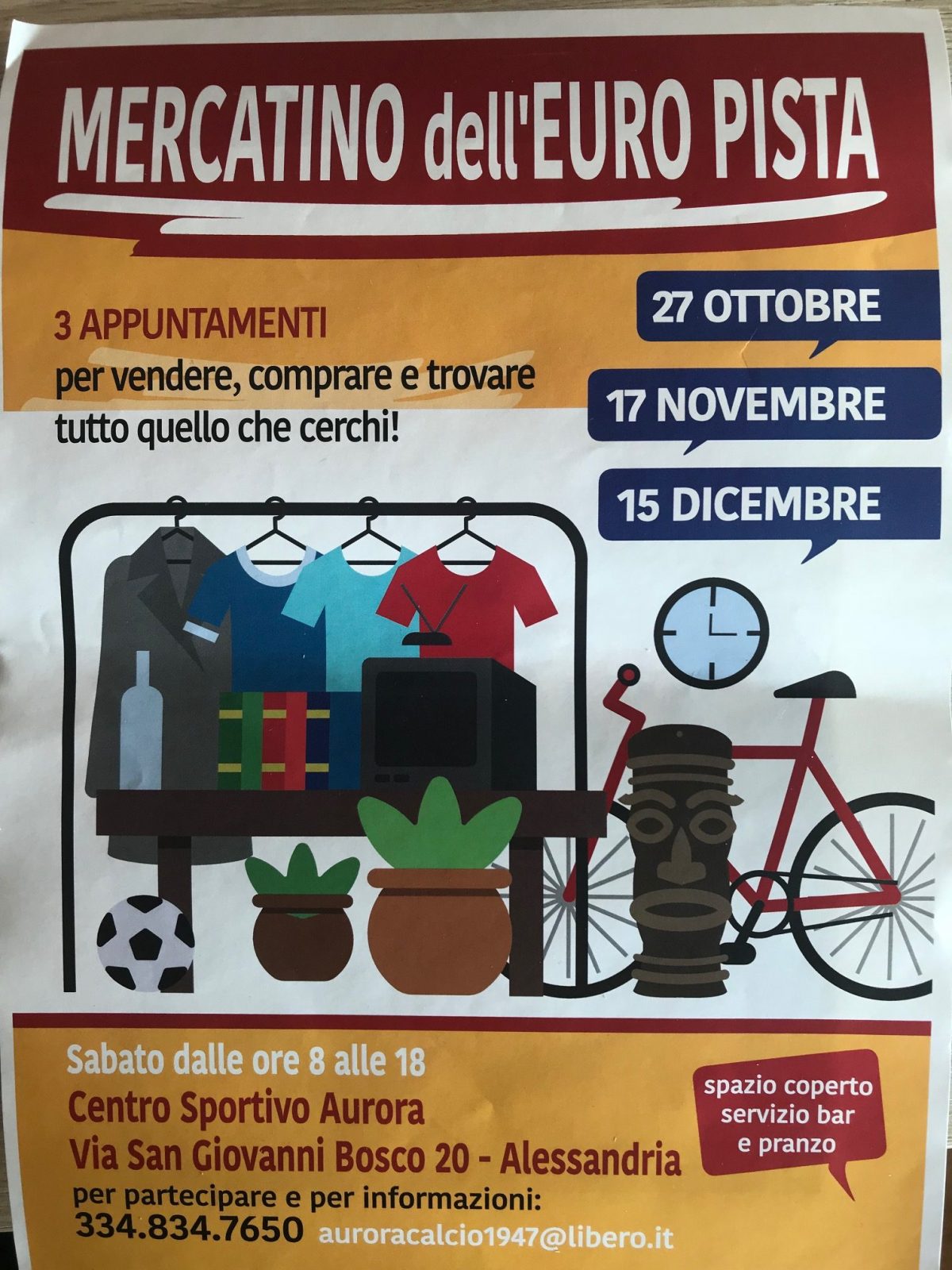 Sabato 27 ottobre il primo “Mercatino dell’Euro Pista”