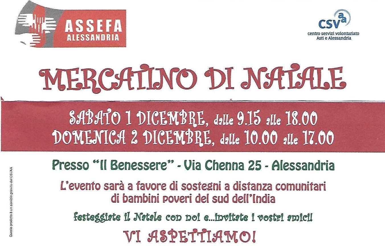 Sabato e domenica torna il mercatino di Natale dell’Assefa