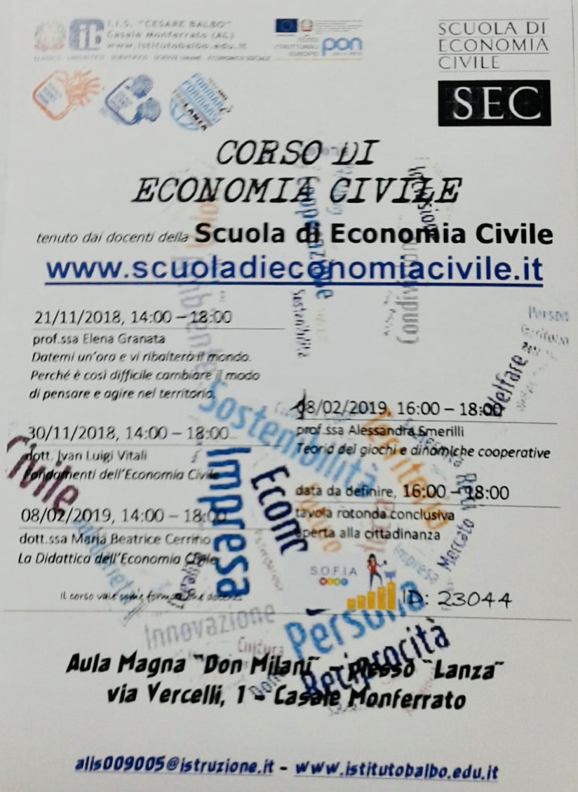 Al Balbo un corso di “Economia civile”
