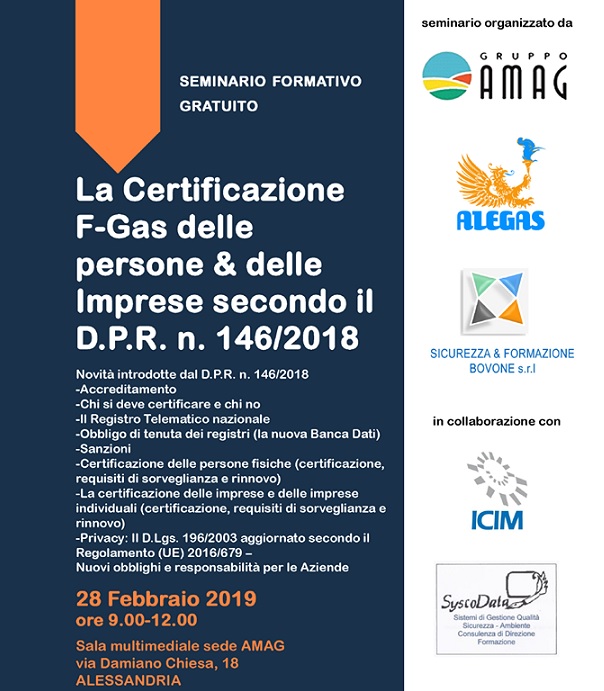 Nella sede Amag il seminario formativo gratuito su “Certificazione F-Gas”