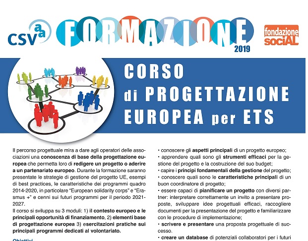 Ad aprile il corso di progettazione europea del Csvaa per il Terzo Settore