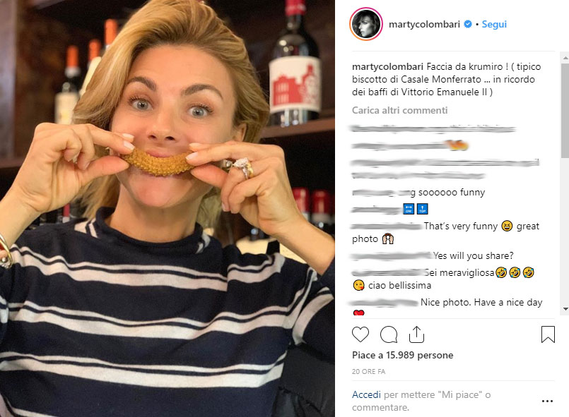 Martina Colombari a Casale scopre la “faccia da krumiro”