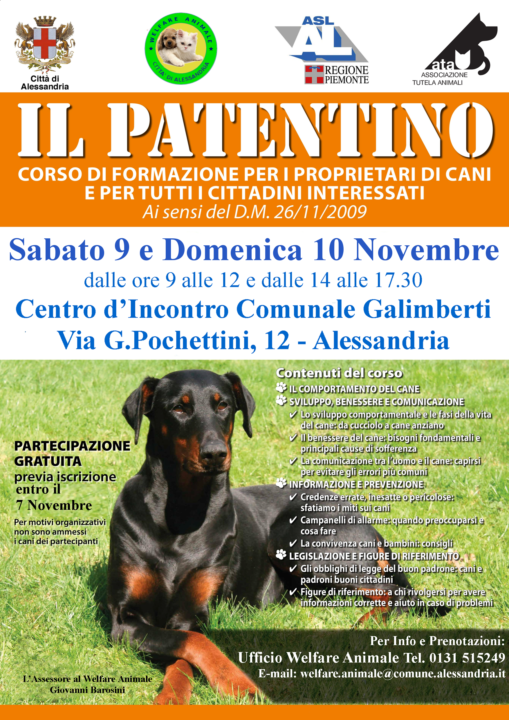 Ad Alessandria un corso per chi ha o vorrebbe un cane