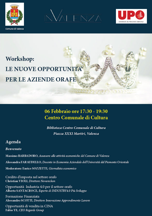 Giovedì 6 febbraio un workshop per aiutare le aziende orafe a crescere