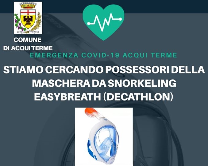 Scarseggiano i respiratori e ad Acqui pensano all’alternativa con maschere da snorkeling