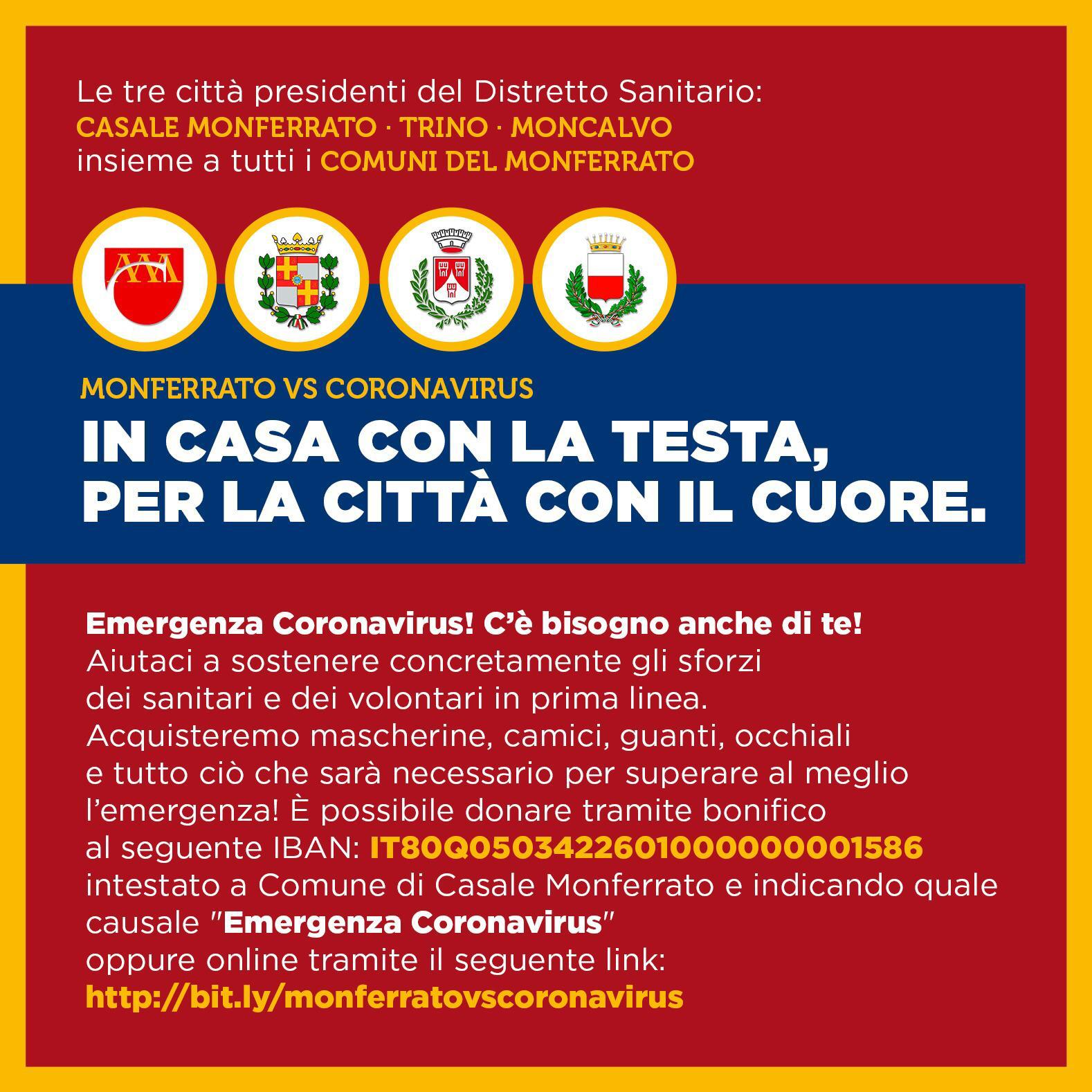 Il Monferrato casalese si mobilita per i suoi Sanitari: attiva la raccolta fondi
