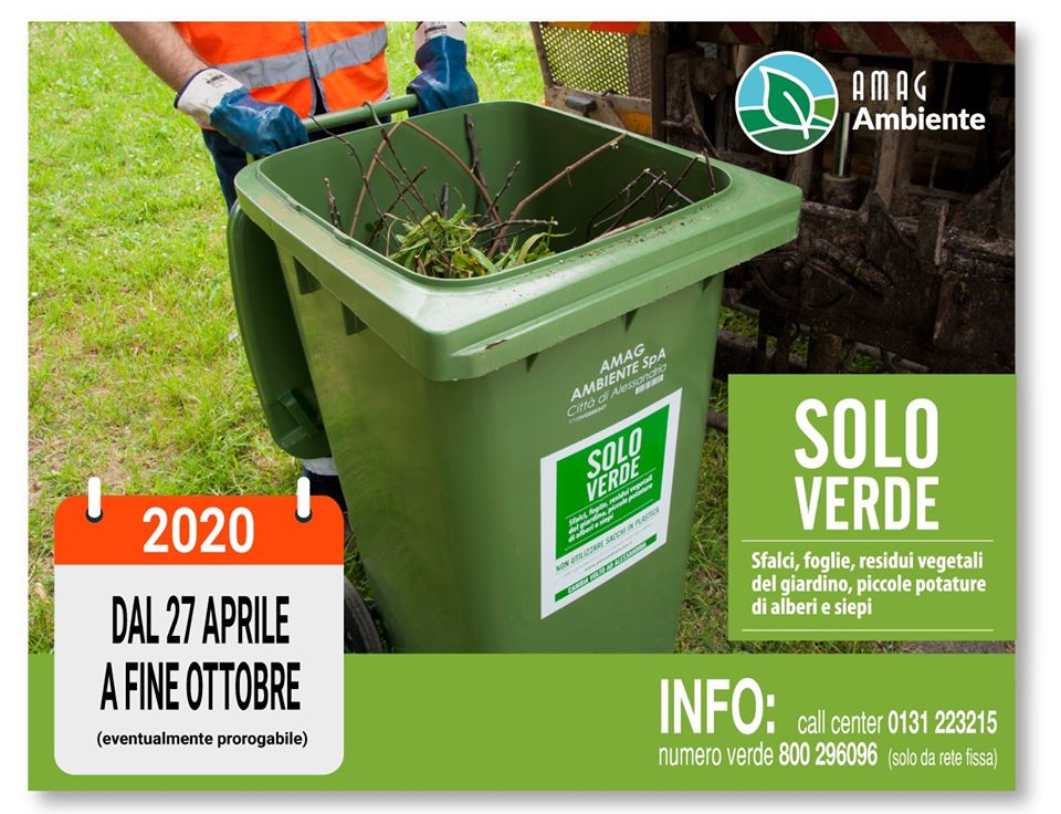 Amag Ambiente: da lunedì ad Alessandria riprende la raccolta a domicilio di foglie e sfalci