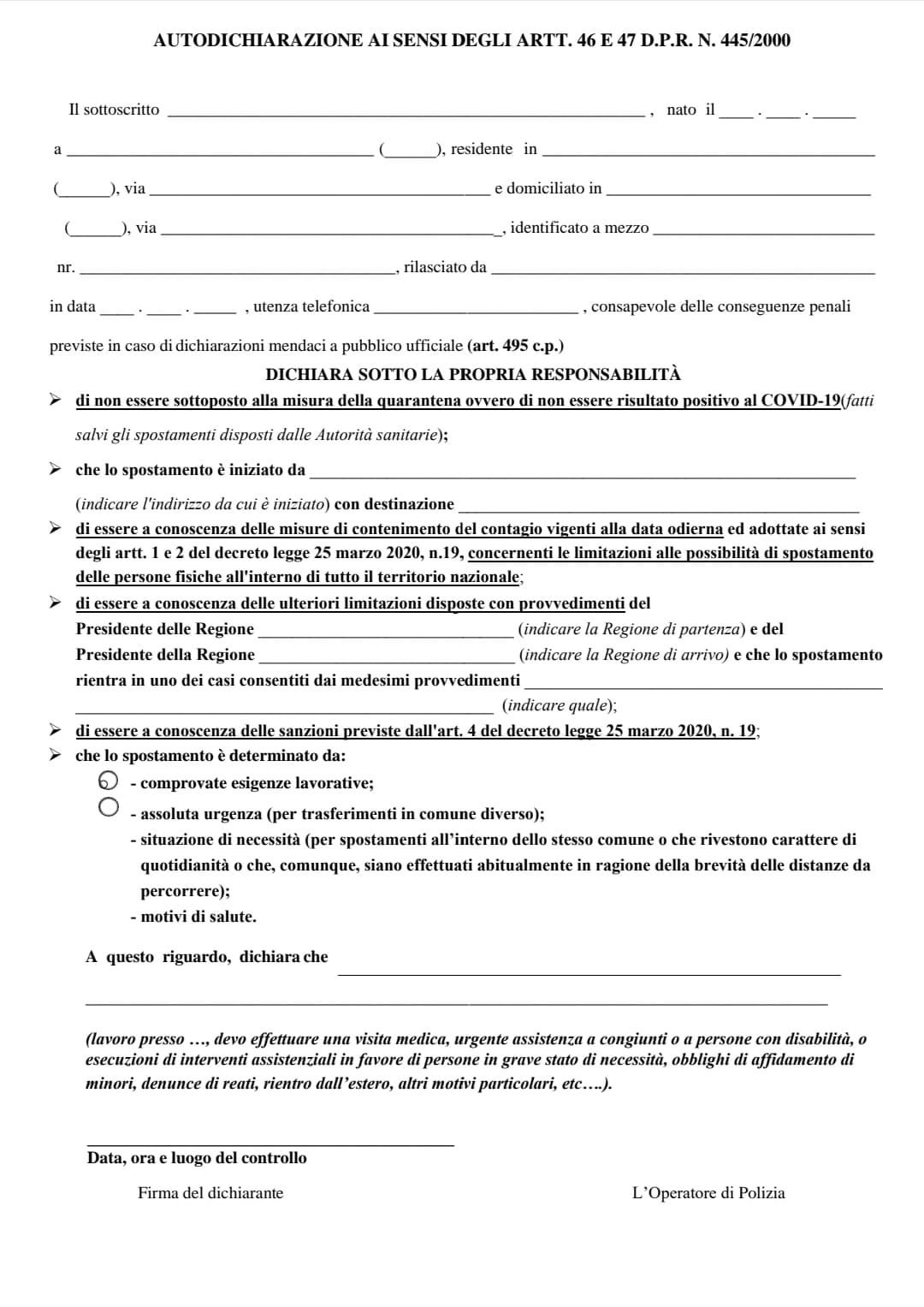 Ecco come utilizzare l’autodichiarazione per la fase due